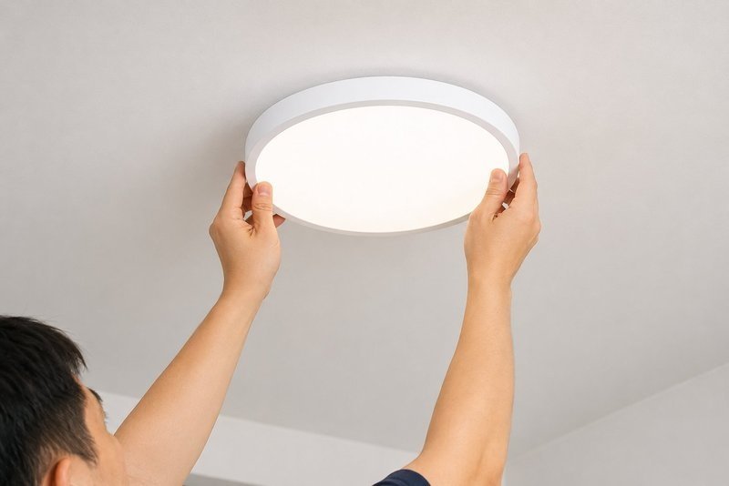 Ceiling light replacement Singapore — handyman replacing ceiling light fixture in HDB room