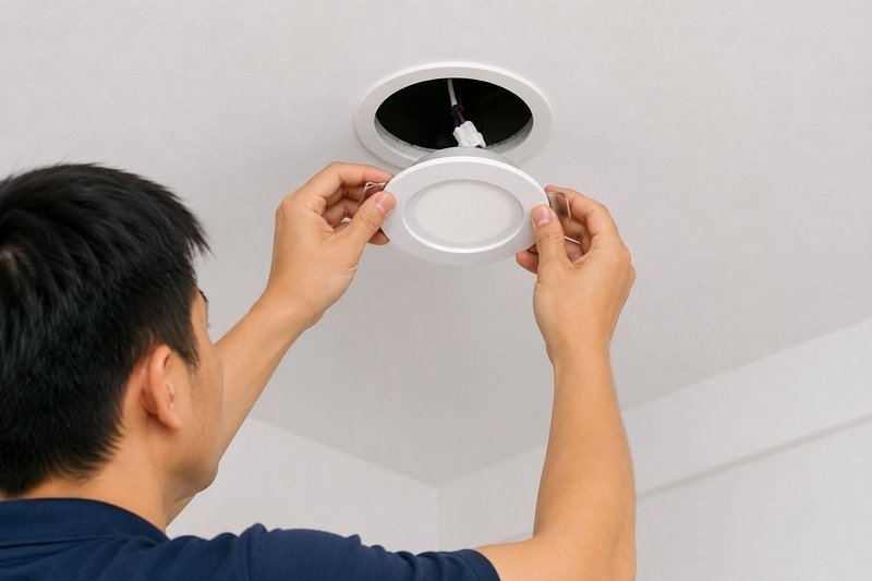 Downlight replacement Singapore — recessed LED downlight installation in ceiling