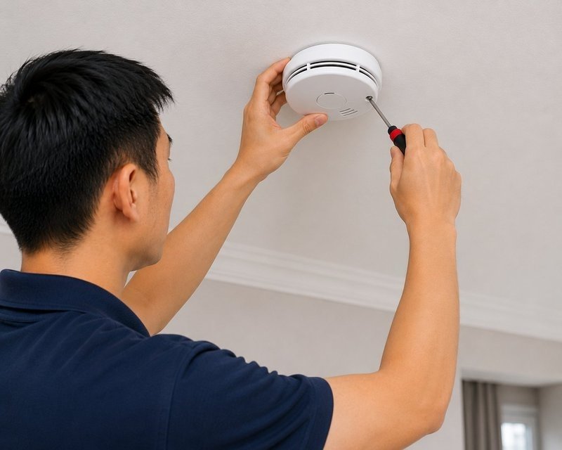 Smoke detector installation Singapore — ceiling smoke alarm installation in home