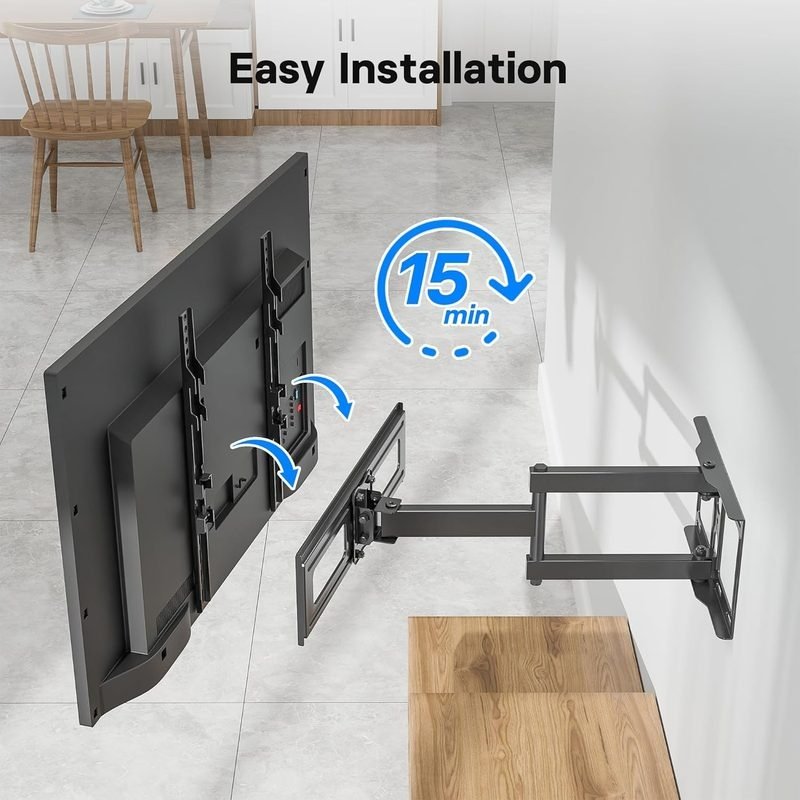 TV mounting Singapore — full-motion TV wall bracket installation on concrete wall HDB, TV mount service Singapore